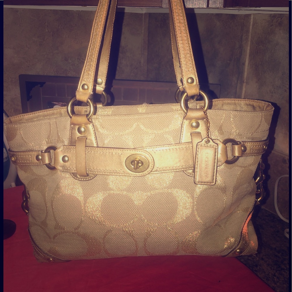 Gold Coach Shoulder Bag